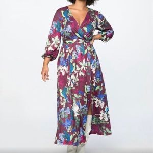 Eloquii hummingbird maxi wrap dress